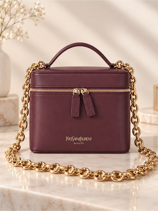 Yves Saint Laurent Handbags - YSL Vanity Burgundy Makeup Case